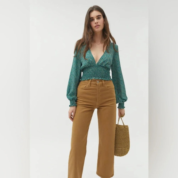 URBAN OUTFITTERS Floral Blouson Top in Mint‎ - Picture 3 of 9